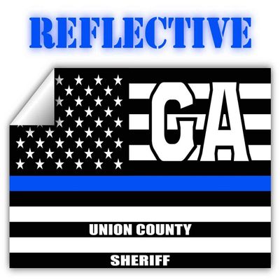 Reflective Union County Georgia GA Thin Blue Line Stealthy Old Glory USA Flag | Honoring Law Enforcement Officers Sheriffs | County State Decal Bumper Sticker 3M Vinyl 3" x 5"