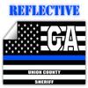 Reflective Union County Georgia GA Thin Blue Line Stealthy Old Glory USA Flag | Honoring Law Enforcement Officers Sheriffs | County State Decal Bumper Sticker 3M Vinyl 3" x 5" view 1