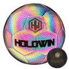 HW HOLOWIN Holographic Luminous Soccer Ball for Night Games & Training Football Ball Glowing in The Dark Light Up Reflective with Camera Flash Reflects Light Gifts, & Men (Size 5, Black) view 1