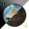 HW HOLOWIN Holographic Luminous Soccer Ball for Night Games & Training Football Ball Glowing in The Dark Light Up Reflective with Camera Flash Reflects Light Gifts, & Men (Size 5, Black) view 2