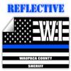 Reflective Waupaca County Wisconsin WI Thin Blue Line Stealthy Old Glory USA Flag | Honoring Law Enforcement Officers Sheriffs | County State Decal Bumper Sticker 3M Vinyl 3" x 5" view 1