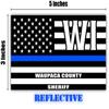 Reflective Waupaca County Wisconsin WI Thin Blue Line Stealthy Old Glory USA Flag | Honoring Law Enforcement Officers Sheriffs | County State Decal Bumper Sticker 3M Vinyl 3" x 5" view 3