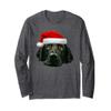 Black Lab Shirt Cute Santa Hat Image Funny Christmas Gift Long Sleeve T-Shirt view 1