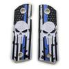 Custom Metal 1911 Grips Nickel with Enamel Blue Line Grips for Colt view 1