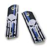 Custom Metal 1911 Grips Nickel with Enamel Blue Line Grips for Colt view 2