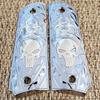 Custom Metal 1911 Grips Nickel Gold with Skull 1911 Full Size Grips for Colt view 1