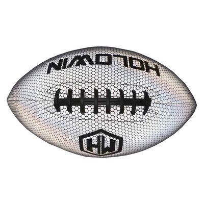 HW HOLOWIN Holographic Luminous Light Up Reflective Football for Night Games & Training, Glowing in The Dark, Great American Football (White, Official (Size 9))