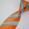 Geotae Zerun New Classic Men's Striped Silk Tie Necktie (Orange/Blue) view 2