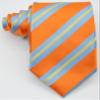 Geotae Zerun New Classic Men's Striped Silk Tie Necktie (Orange/Blue) view 4