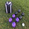 BuyBocceBalls Listing - Unique Bocce Set - 107mm with Purple and Black Balls, Black Bag view 1