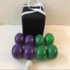 BuyBocceBalls Listing - Unique Bocce Set - 107mm with Purple and Green Balls, Black Bag view 2