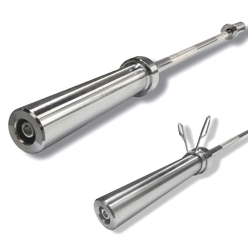 Diameter 2-inch standard Olympic training bars weightlifting barbells (47"/60"/6 ft/7 ft) double-card reed (Silver-47")