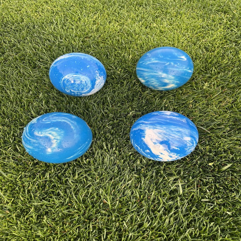 BuyBocceBalls Listing - Made in USA, Premium Quality Official Tournament 4 Ball Bocce Set - 107mm Marbleized Blue and White Balls; Regulation Size Balls 920 Grams (2 lbs. 1 oz.)