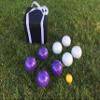 BuyBocceBalls Listing - Unique Bocce Set - 107mm with Purple and White Balls, Black Bag view 1