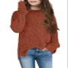 GAMISOTE Girl's Fuzzy Warm Sweater Crew Neck Chunky Side Slit Jumper Pullover Outwear (Orange, 13_Years) view 1