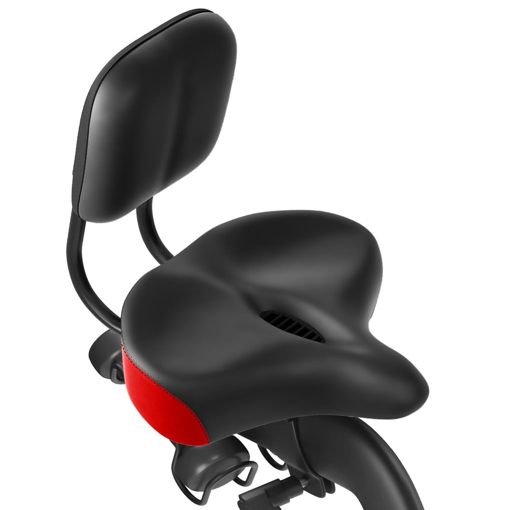 MOONCOOL Oversized Bike Seat with Backrest, 11.5"  9.5" Wide Padded Saddle with Back-Support Cushion, Fits 7/8 (22.2 mm) Seat Posts for Bicycle, Tricycle & Exercise Bikes