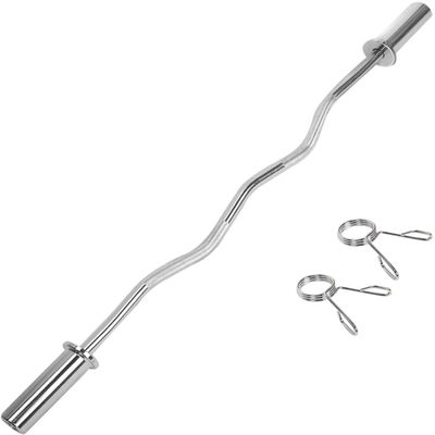2" diameter standard Olympic Super Curl Barbell Curl Bar weight barbell, 47" /60" (Silver-47")