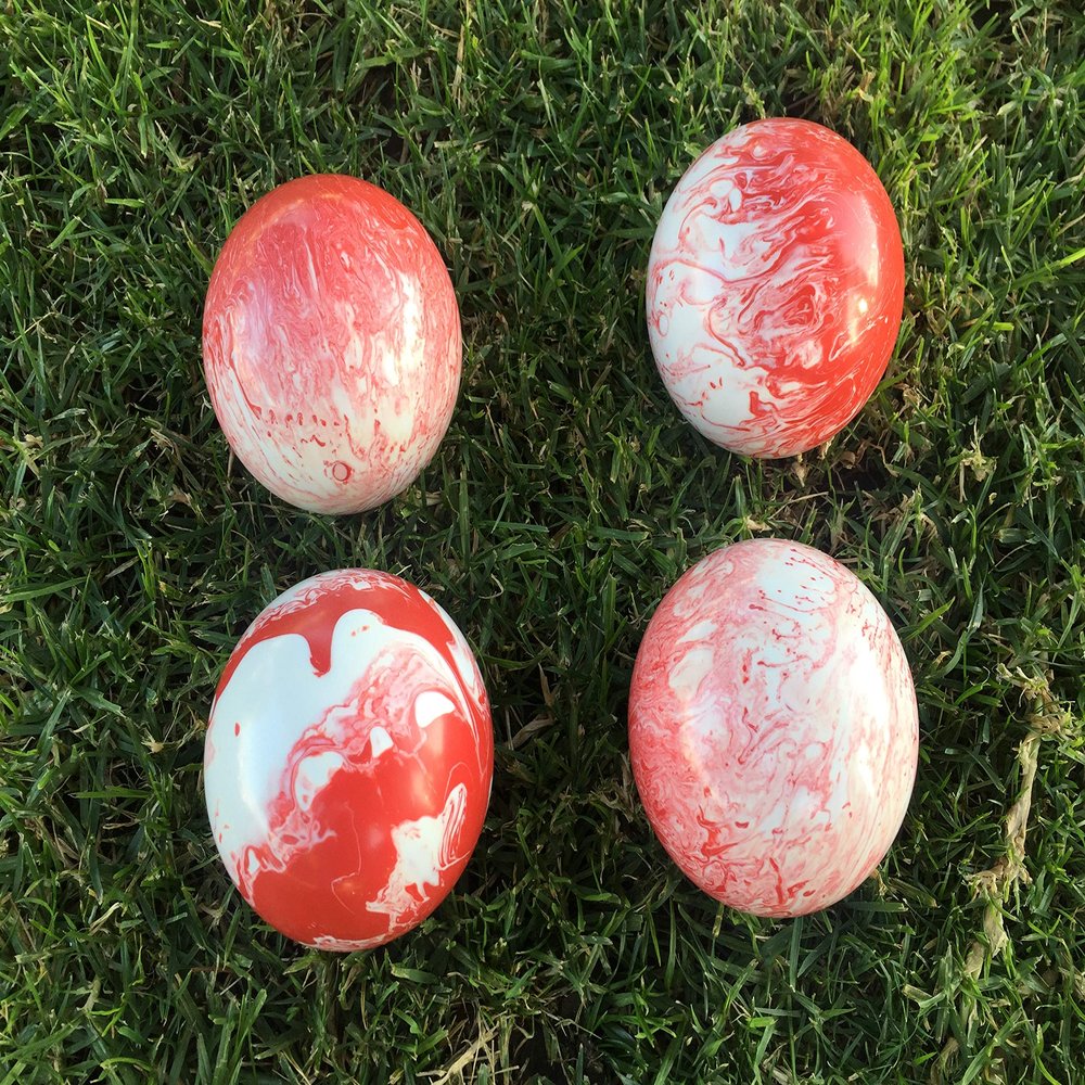 BuyBocceBalls Listing - Unique Bocce Set - 4 Pack of 107mm Marbleized Red and White Balls