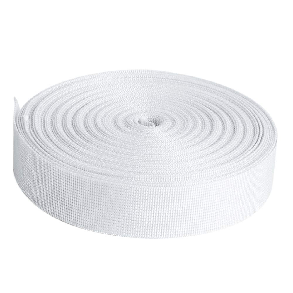 Muka 109 Yards Heavyweight Polypropylene Strap Nylon Webbing for Clothing Accessories Outdoor Application Bag Tape Sewing Material-White-1.5"