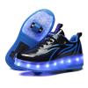 BFOEL Rechargeable Roller Shoes for Boys Girls Age 6-14 with LED Light-Up Kids Sneakers for Outdoor Play, Birthday Black-Blue view 1