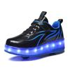 BFOEL Rechargeable Roller Shoes for Boys Girls Age 6-14 with LED Light-Up Kids Sneakers for Outdoor Play, Birthday Black-Blue view 4