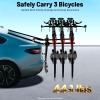 WANLECY Trunk Bike Rack 3-Bike Capacity, Carbon Steel Hitch-Free Car Rack with Anti-Slip Slots & Safety Straps, Rear Mount Bicycle Carrier for SUVs, Sedans, Minivans view 2