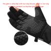 Men's Winter Warm Gloves Wool Lining Knitted Warm Fingerless Gloves (Color : Black, Size : XL) view 2