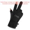 Men's Winter Warm Gloves Wool Lining Knitted Warm Fingerless Gloves (Color : Black, Size : XL) view 3