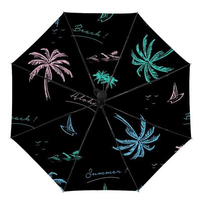 Travel Umbrella Windproof Automatic Umbrella, Colorful Neon Palm Trees Folding Umbrella, Waterproof Compact Sun & Rain Umbrellas for Women Men Kid