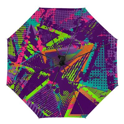 Travel Umbrella Windproof Automatic Umbrella, Abstract Color Pattern Folding Umbrella, Waterproof Compact Sun & Rain Umbrellas for Women Men Kid