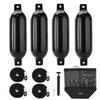 Affordura Boat Fender 4 Pack Boat Bumpers Fenders 6.5 Inch with 4 Ropes, Boat Bumpers for Pontoon Boat Fenders Inflatable (Black) view 1