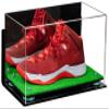 Better Display Cases Acrylic Large Shoe Display Case for Basketball Shoe Soccer Cleat Football Cleat with Mirror, Light Blue Risers, Wall Mount and Turf Base (A013/V11) view 1