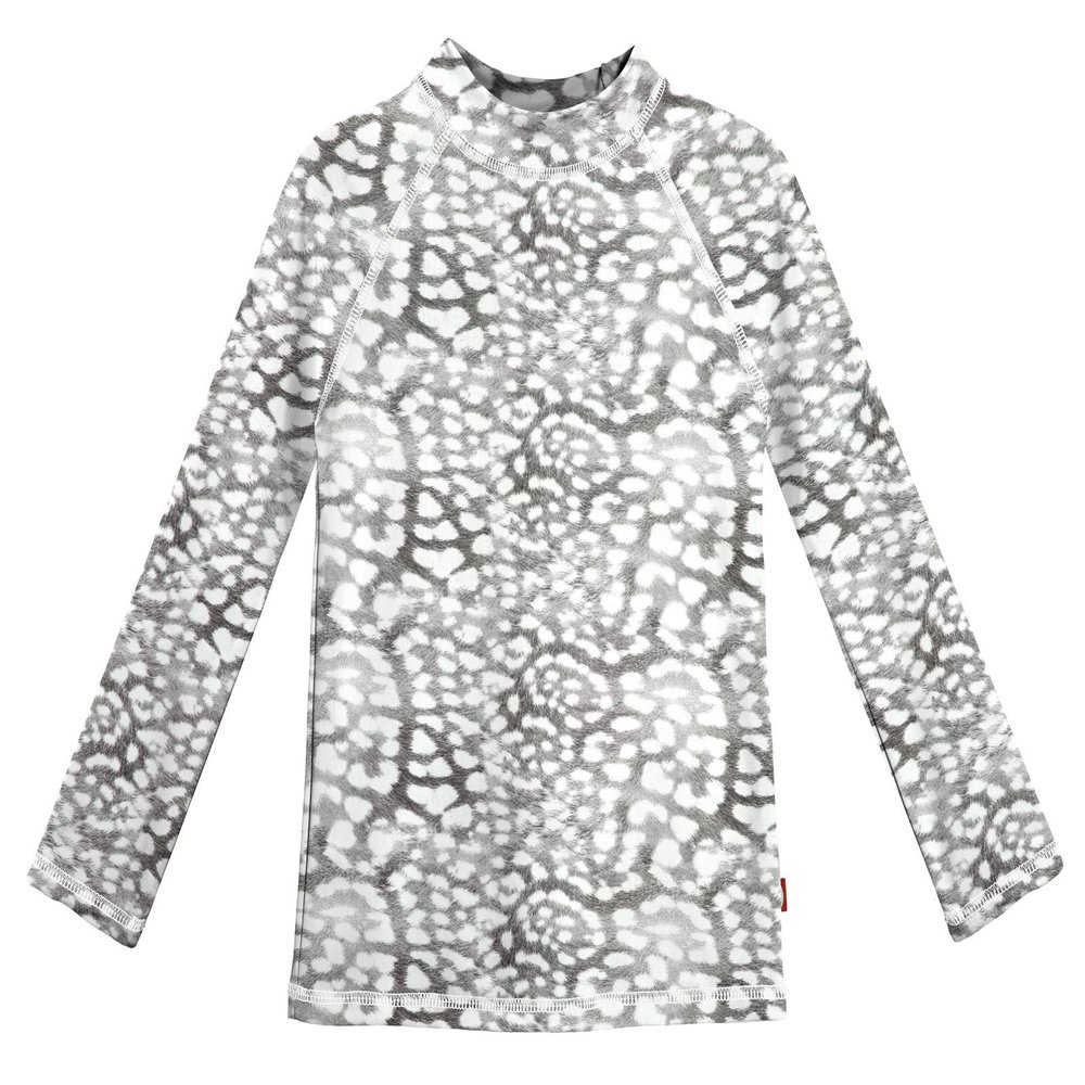 Made in USA Long Sleeve Girls' Rashguard Swimming Suit Swim Tshirt Tee UPF50+ Sun Protection for Beach Pool Summer Fun, Leopard Monochrome, 2T
