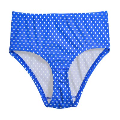 City Threads Girls Swim Brief Bottom UPF 50+ Rash Guard Bathing Suit Soft Comfortable Durable Made in USA, Blue with White Polka Dot, 16Y
