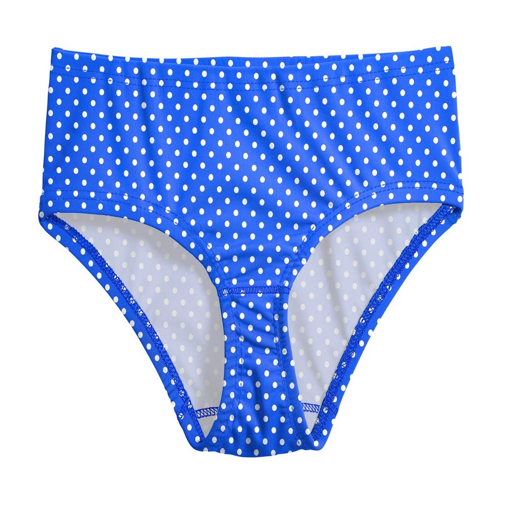 City Threads Girls Swim Brief Bottom UPF 50+ Rash Guard Bathing Suit Soft Comfortable Durable Made in USA, Blue with White Polka Dot, 16Y