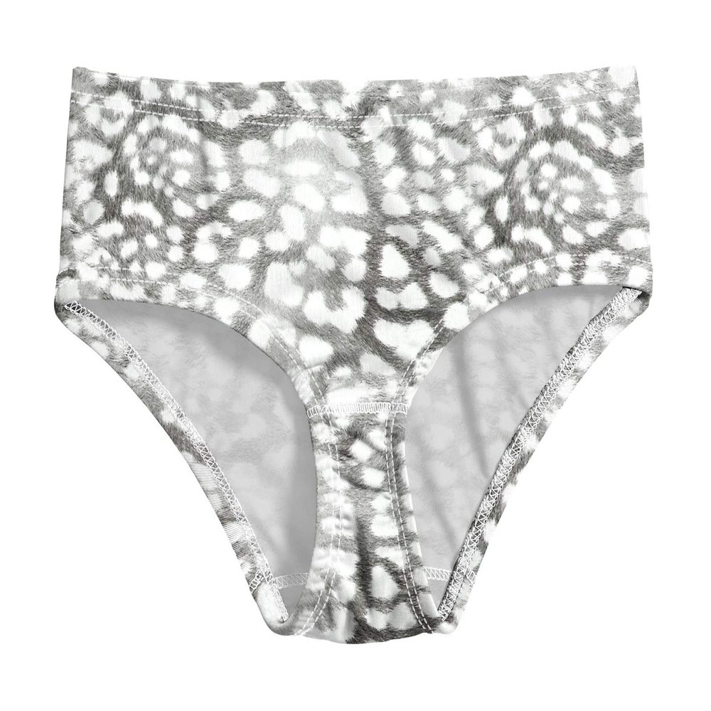 City Threads Girls Swim Brief Bottom UPF 50+ Rash Guard Bathing Suit Soft Comfortable Durable Made in USA, Leopard Monochrome, 4Y