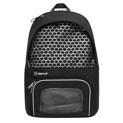 RIP-IT | Women's Pro Black & Silver Soccer Backpack with Padded Adjustable Straps | Ventilated Pockets, Water Resistant Bonnet, & Soccer Ball Compartment