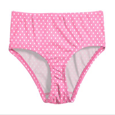 City Threads Girls Swim Brief Bottom UPF 50+ Rash Guard Bathing Suit Soft Comfortable Durable Made in USA, Pink with White Polka Dot, 10Y