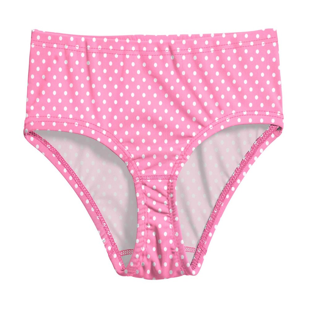 City Threads Girls Swim Brief Bottom UPF 50+ Rash Guard Bathing Suit Soft Comfortable Durable Made in USA, Pink with White Polka Dot, 10Y