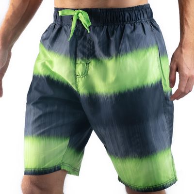 Kanu Surf Men's Mirage Swim Trunks (Regular & Extended Sizes), Zipline Black/Green, 4X