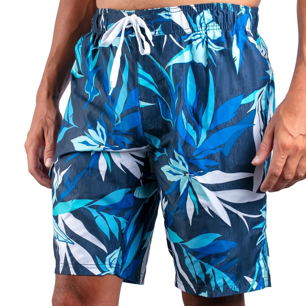 Kanu Surf Men's Flex Swim Trunks (Regular & Extended Sizes), Seaweeds Navy/Royal, 5X