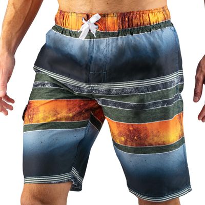 Kanu Surf Mens, Barracuda Swim Trunks (Regular & Extended Sizes), Mileage Navy/Orange, XX-Large