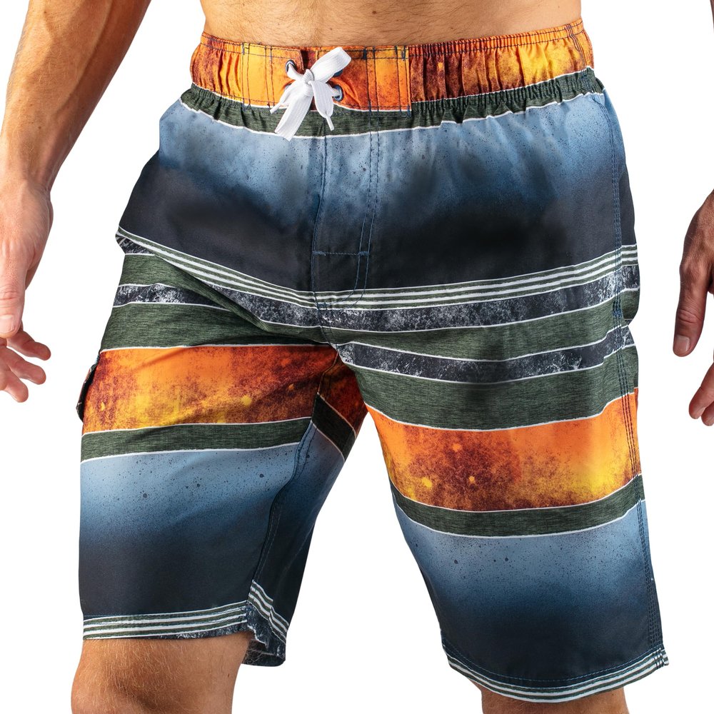 Kanu Surf Mens, Barracuda Swim Trunks (Regular & Extended Sizes), Mileage Navy/Orange, XX-Large