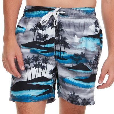 Kanu Surf Men's Havana Swim Trunks (Regular & Extended Sizes), Islands Black/Aqua, Small
