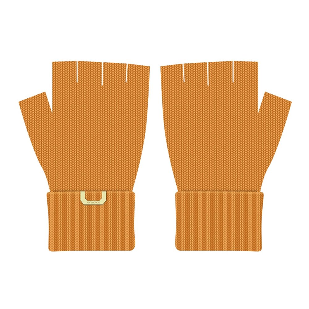 FUFU Gloves Thick Warm Fingerless Gloves Unisex Winter Stretchy Knit Half Finger Gloves (Color : Yellow)
