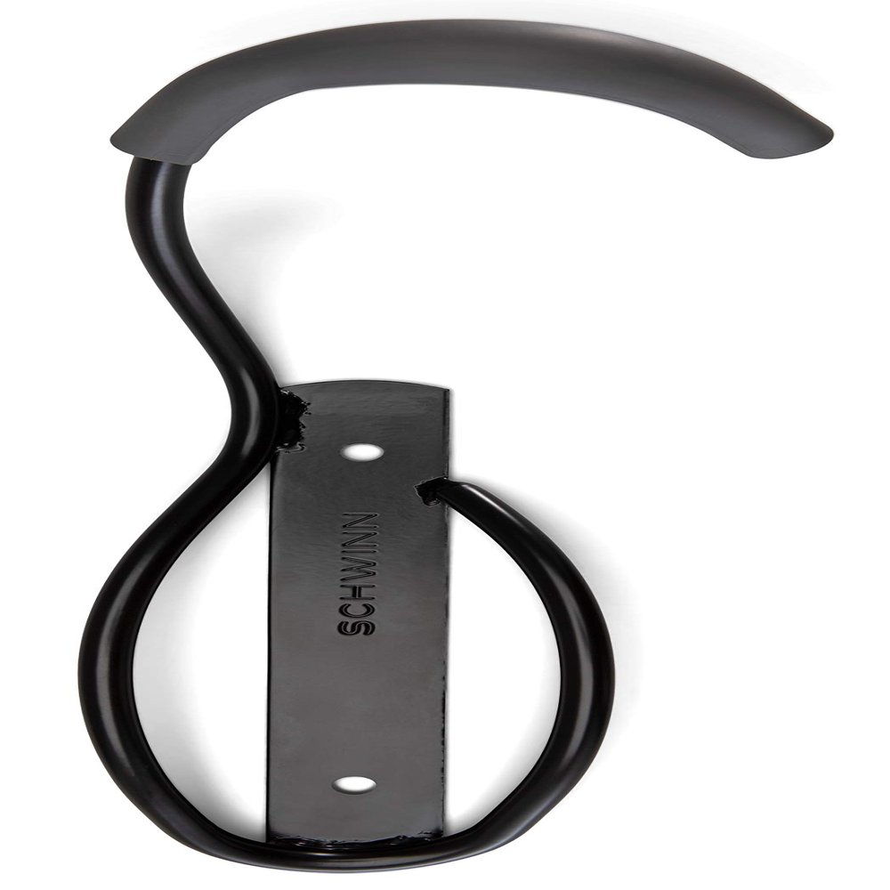 Schwinn Wall Mount Bike Hanger, Space Saving Vertical Garage Storage for Bicycle, Fits Up to 3 Inch Tire Width, Can Hold Up to 50 lbs., Hangs One Bike, Black