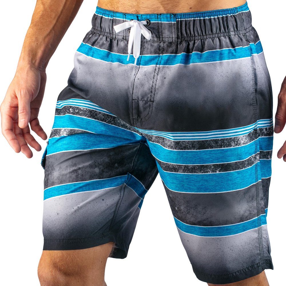 Kanu Surf Mens, Barracuda Swim Trunks (Regular & Extended Sizes), Mileage Black/Aqua, 5X
