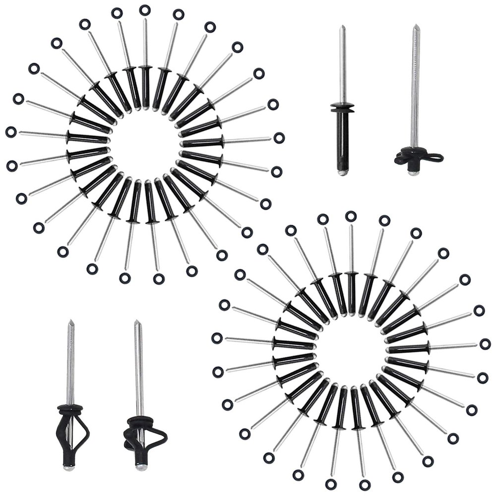 50 Set of 3/16" Long Grip Tri-Grip Rivets Tri-Fold Tri Bulb Mounting Rivet with Waterproof O Rings for Deep Water Installing Kayak Canoe and Boat Accessories etc