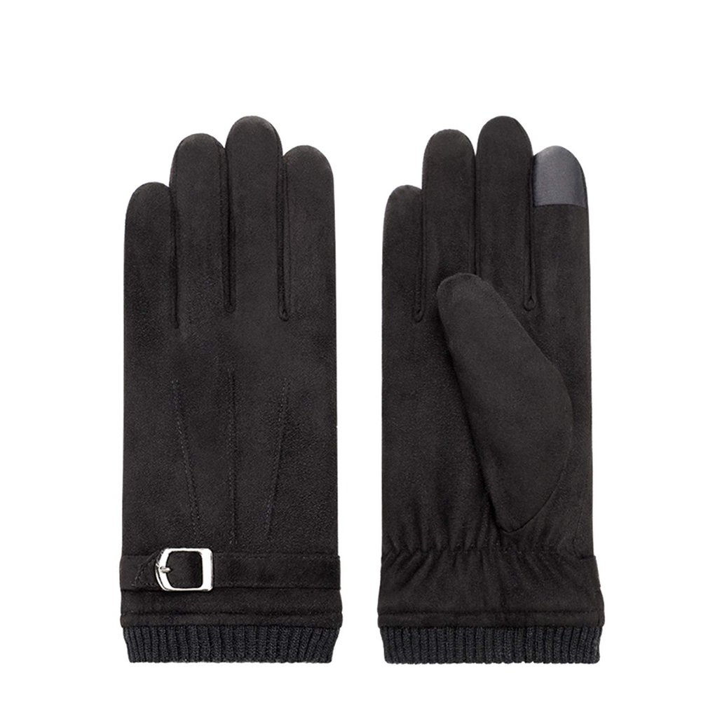 FUFU Gloves Winter Gloves Touch Screen Gloves Men Windproof Outdoor Driving Gloves (Color : Black)