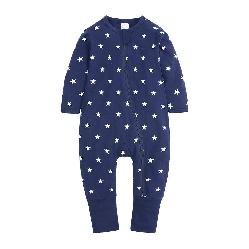 Kids Tales Toddler Footies Double Zipper Romper Infant Baby Cotton Bodysuit Boys Girls PJS 1 Piece Graphic Pajamas